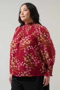 Ginnie Floral Sunnie Long Balloon Sleeve Blouse Curve