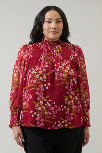 Ginnie Floral Sunnie Long Balloon Sleeve Blouse Curve