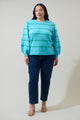 Maeverly Wavy Stripe Balloon Sleeve Sweater Curve