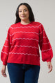 Maeverly Wavy Stripe Balloon Sleeve Sweater Curve
