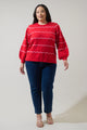 Maeverly Wavy Stripe Balloon Sleeve Sweater Curve