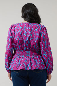 Ivani Abstract Mirana Smocked Top Curve
