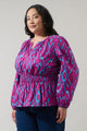 Ivani Abstract Mirana Smocked Top Curve