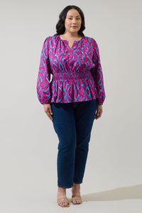 Ivani Abstract Mirana Smocked Top Curve