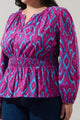 Ivani Abstract Mirana Smocked Top Curve