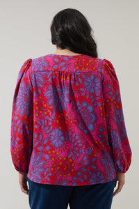 Darret Floral Marwa Long Sleeve Blouse Curve