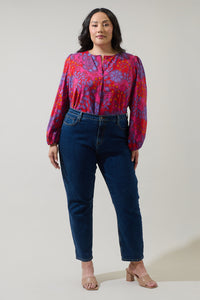Darret Floral Marwa Long Sleeve Blouse Curve