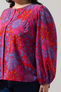 Darret Floral Marwa Long Sleeve Blouse Curve