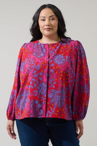 Darret Floral Marwa Long Sleeve Blouse Curve