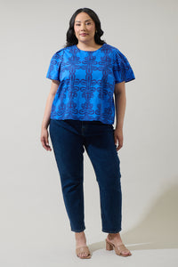 Romery Abstract Tilma Short Sleeve Top Curve