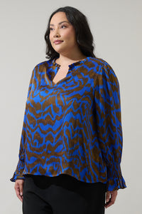 Krista Abstract Minda Keyhole Blouse Curve