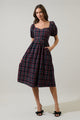 Arvada Plaid Alessi Puff Sleeve Midi Dress