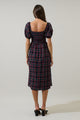 Arvada Plaid Alessi Puff Sleeve Midi Dress