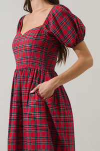 Arvada Plaid Alessi Puff Sleeve Midi Dress