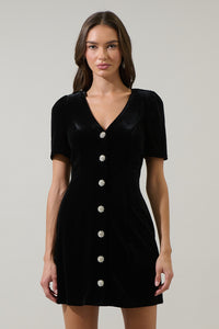 Jackson Velvet Button Mini Dress