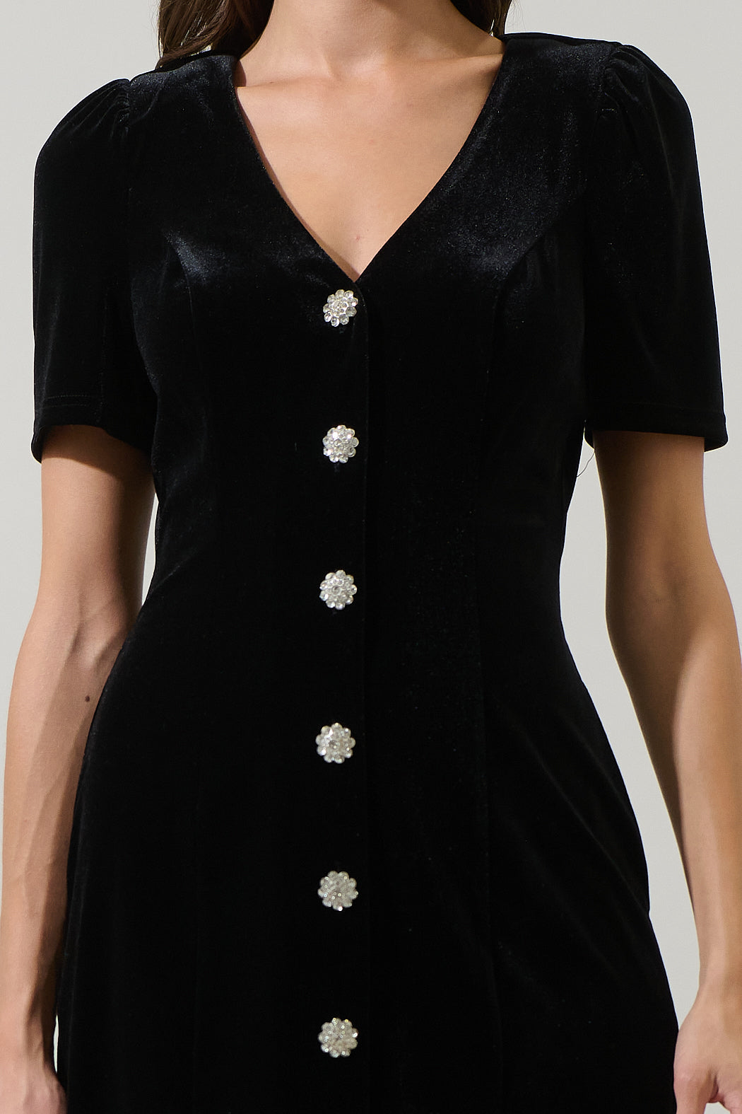 Jackson Velvet Button Mini Dress EMERALD / S by Sugarlips Jackson Velvet Button Mini Dress EMERALD / S by Sugarlips
