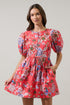 Oreanna Floral Alba Puff Sleeve Mini Dress