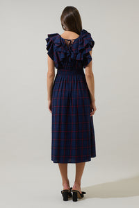 Holbrook Plaid Santana Tie Back Midi Dress