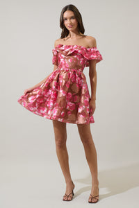 Mersin Floral Off the Shoulder Mini Dress