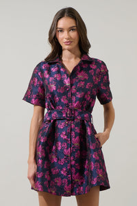 Lorna Floral De Soto Collared Mini Dress