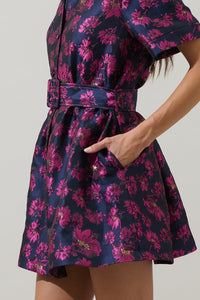 Lorna Floral De Soto Collared Mini Dress