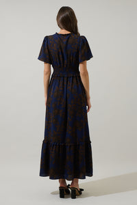 Tolleson Floral Valencia Split Neck Maxi Dress