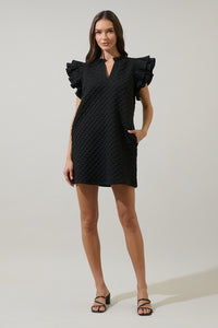 Yulia Quilted Adalee Ruffle Mini Dress