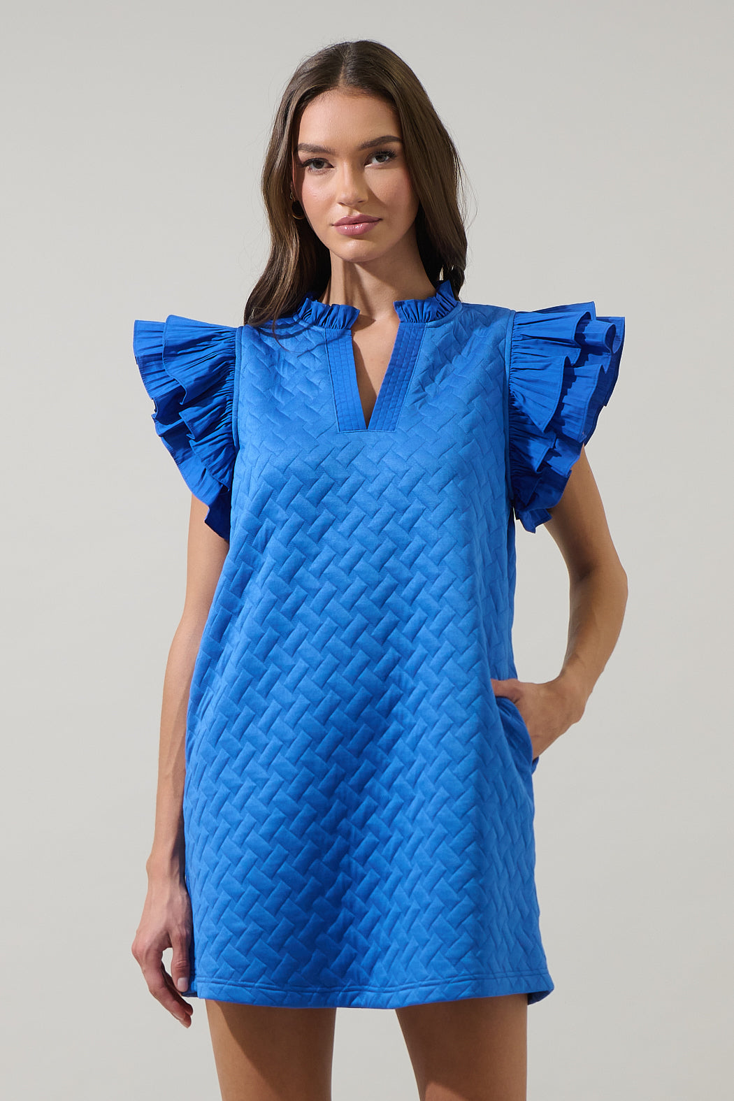 Yulia Quilted Adalee Ruffle Mini Dress Sugarlips Yulia Quilted Adalee Ruffle Mini Dress Sugarlips