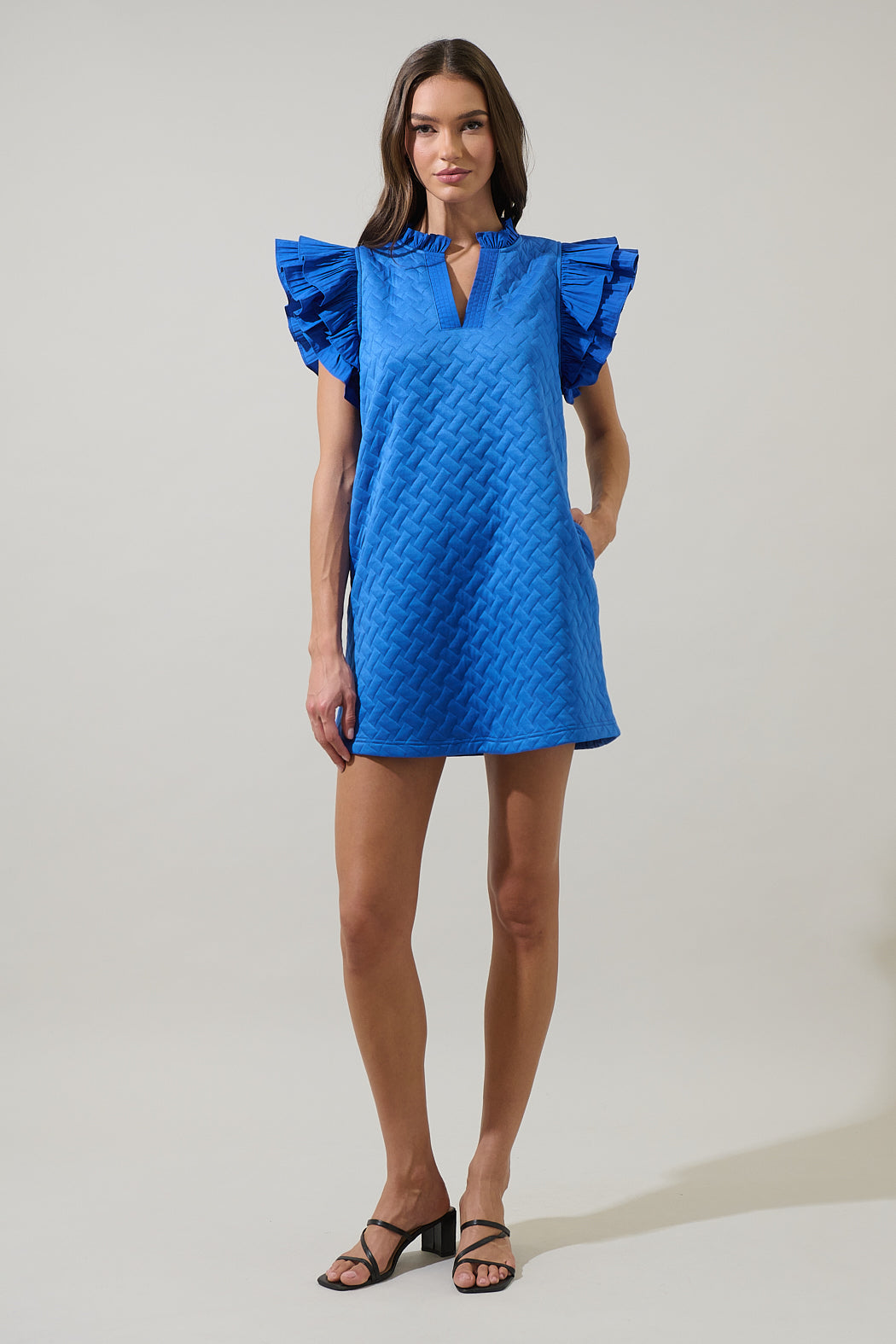 Yulia Quilted Adalee Ruffle Mini Dress Sugarlips Yulia Quilted Adalee Ruffle Mini Dress Sugarlips