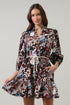 Journee Floral Jazlyn Split Neck Mini Dress