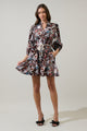 Journee Floral Jazlyn Split Neck Mini Dress