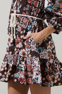 Journee Floral Jazlyn Split Neck Mini Dress