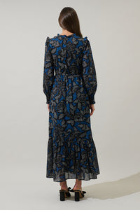 Aurina Floral Kezia Ruffle Midi Dress