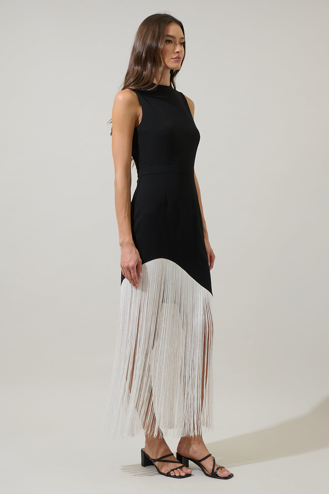 Gigi Fringe Sleeveless Maxi Dress Black / XS by Sugarlips Gigi Fringe Sleeveless Maxi Dress Black / XS by Sugarlips
