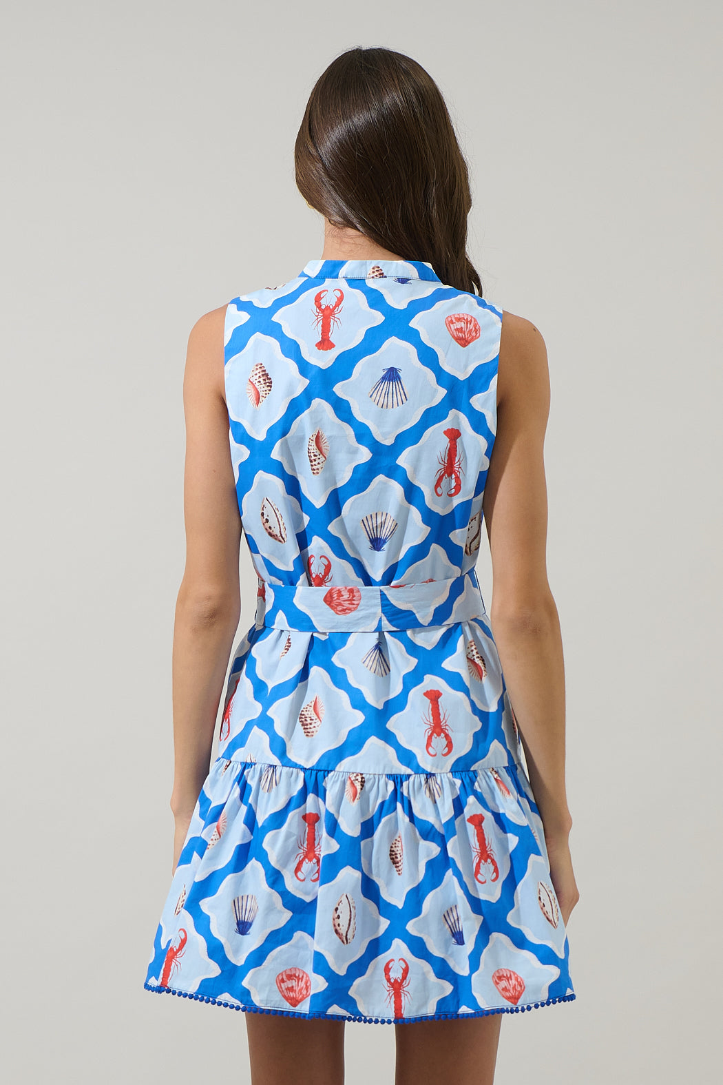 lobster mini dress Lobster Print Sleeveless Mini Dress