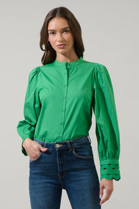 Ziana Button Down Ric Rac Trim Shirt