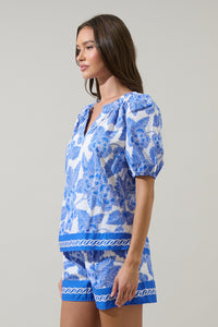 Rency Floral Gily Puff Sleeve Top