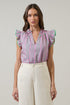Valda Striped Jazzy Ruffle Top