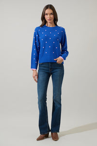 Luxie Polka Dot Contrast Sweater