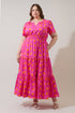 Rosy Polka Dot Palmer Poplin Tiered Maxi Dress Curve