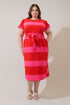 Lolli Stripe Senidy Puff Sleeve Midi Dress Curve