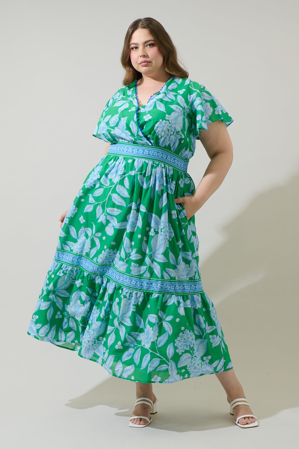 surplice maxi dress Plus Size - Festi Surplice Tiered Maxi Dress