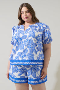 Rency Floral Gily Puff Sleeve Top Curve