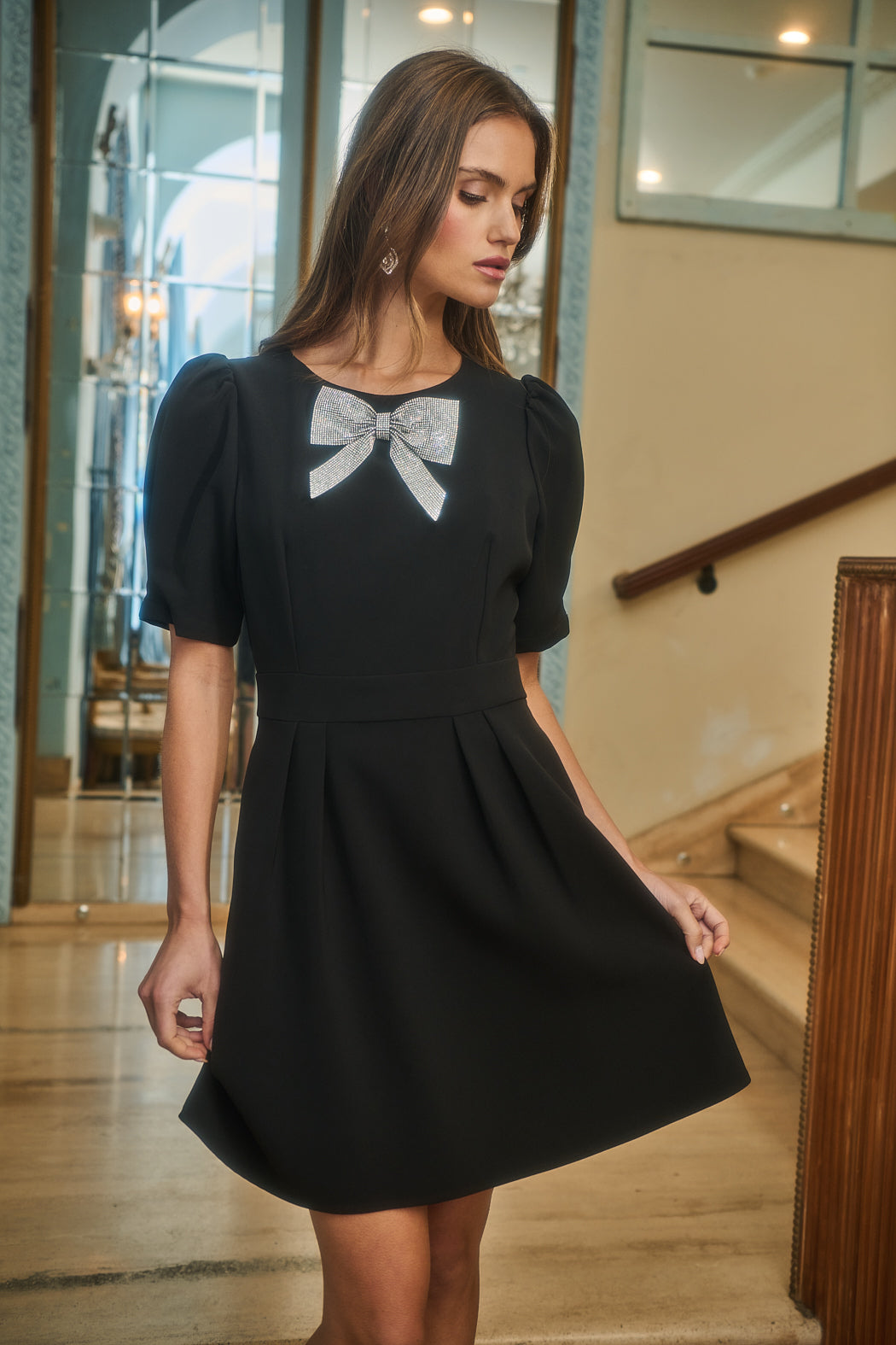bow sleeve mini dress Red Bow Mini Dress for Special Occasions