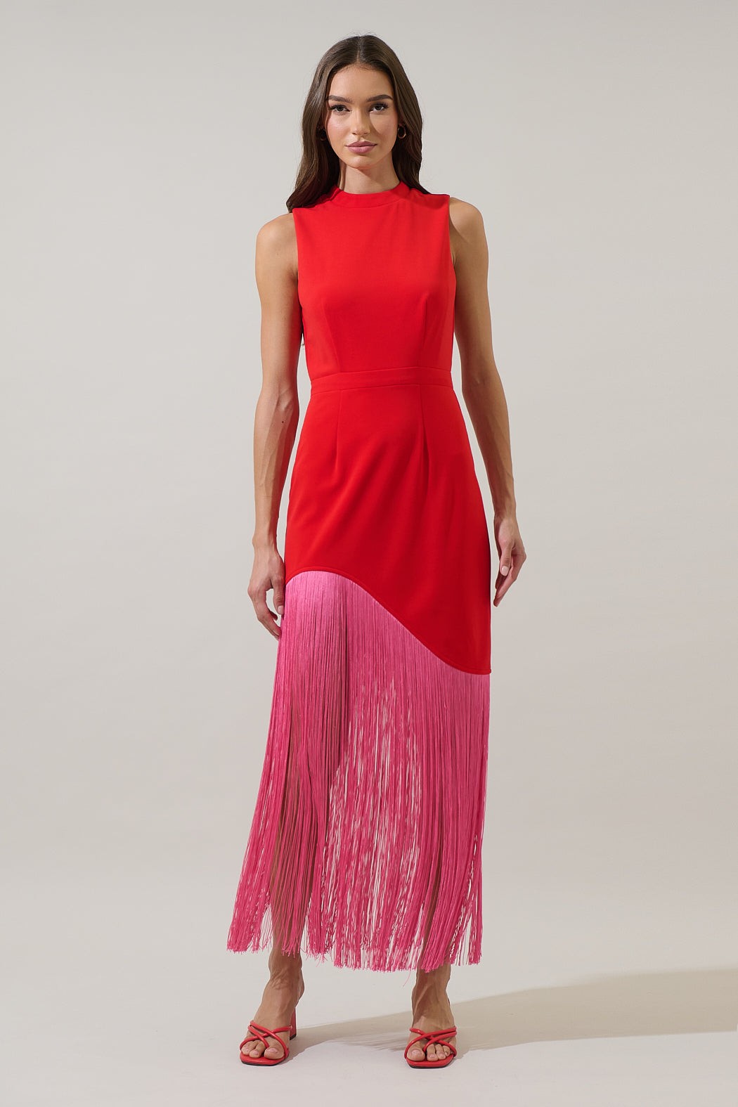 red sleeveless maxi dress Reiss Cowl-Neck Sleeveless Maxi Dress in Red