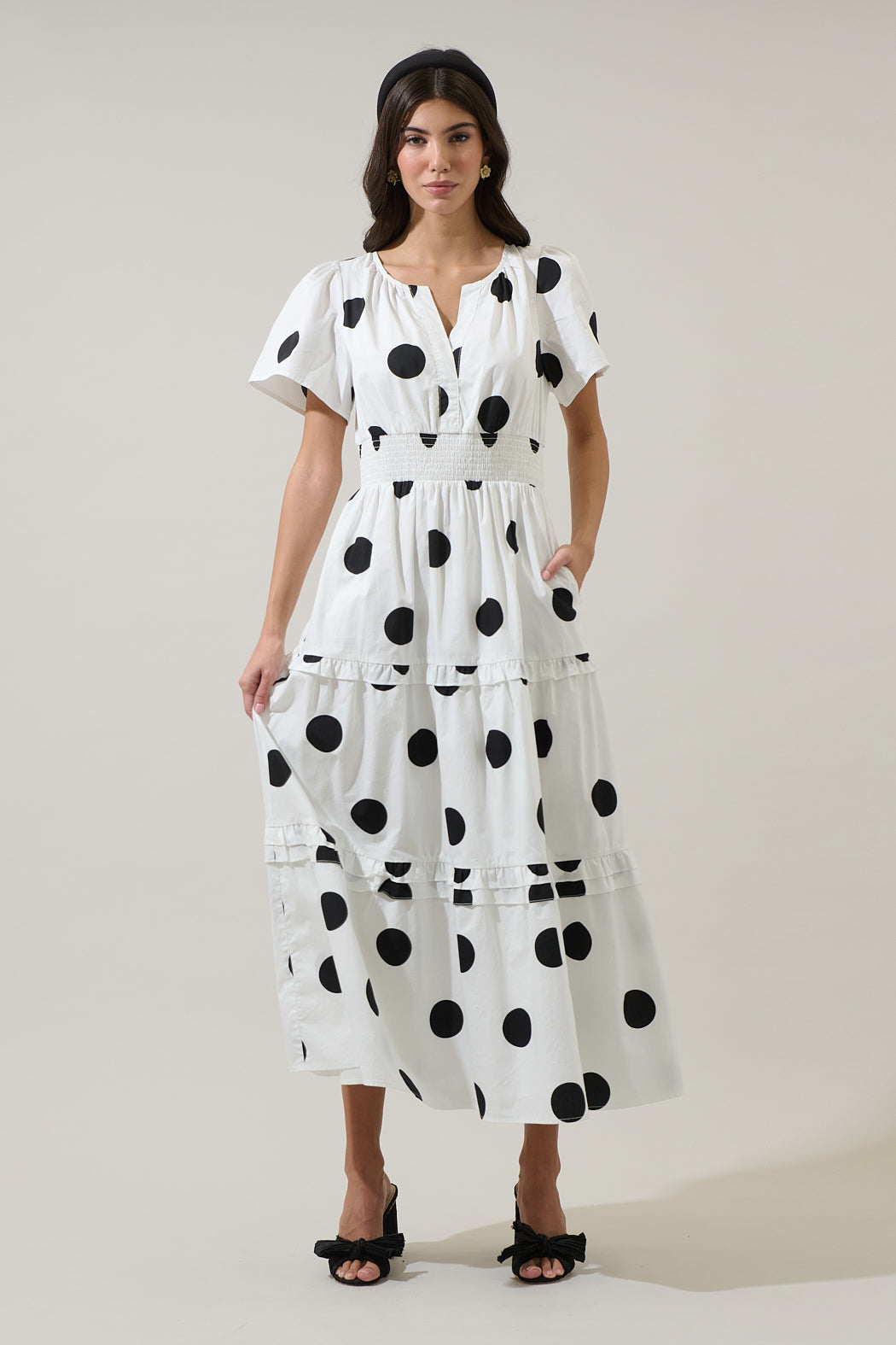SUGARLIPS Women's Randal Polka Dot Palmer Poplin Maxi Dress - White - Maxi dresses SUGARLIPS Women's Randal Polka Dot Palmer Poplin Maxi Dress - White - Maxi dresses