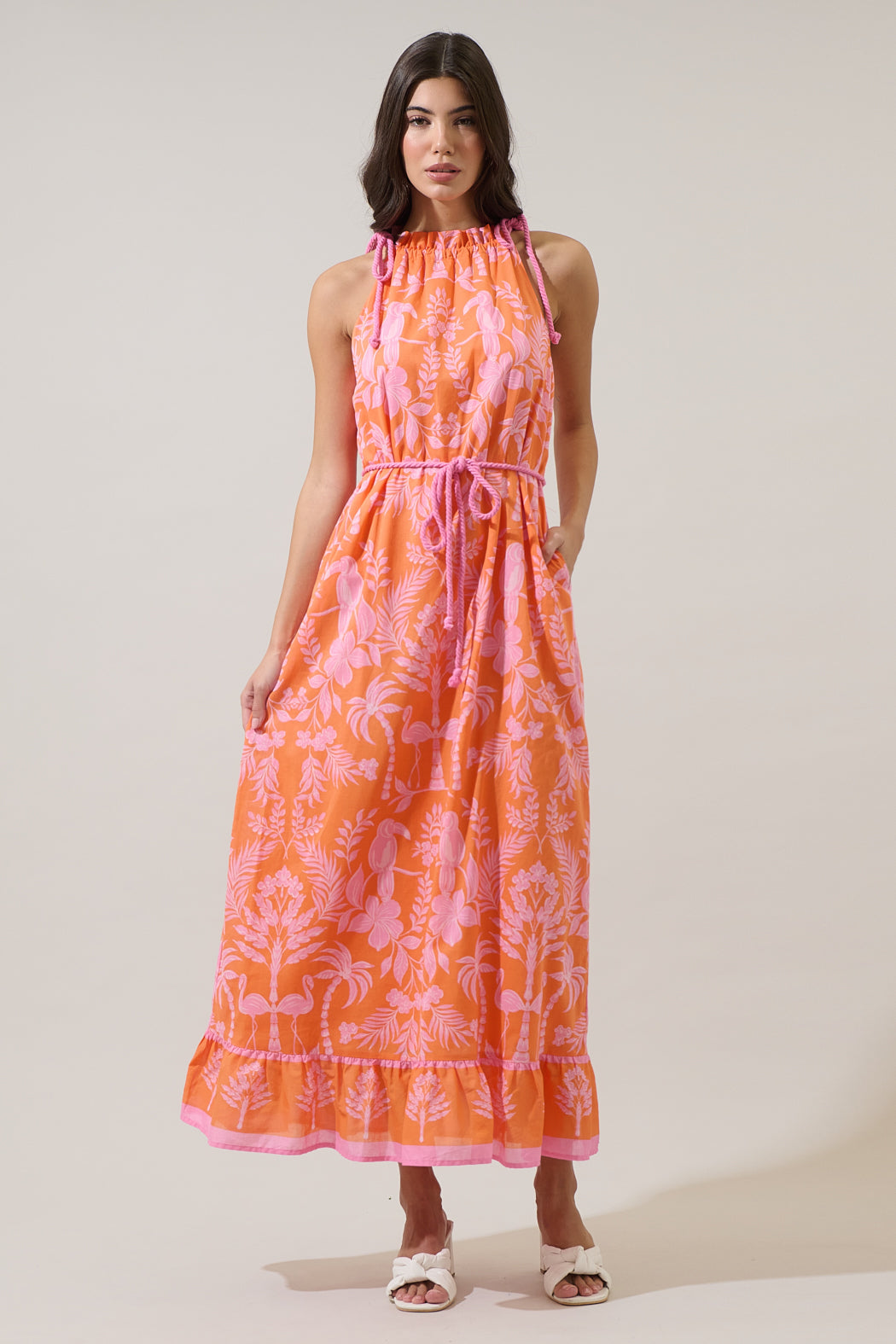 Kimana Floral Halter Neck Maxi Dress Kimana Floral Halter Neck Maxi Dress