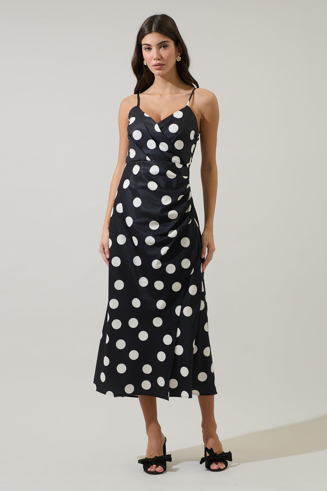 polka dot pleated midi dress Kaline Polka Dot Marisa Pleated Midi Dress IVORY-BLACK-DOT / S by Sugarlips