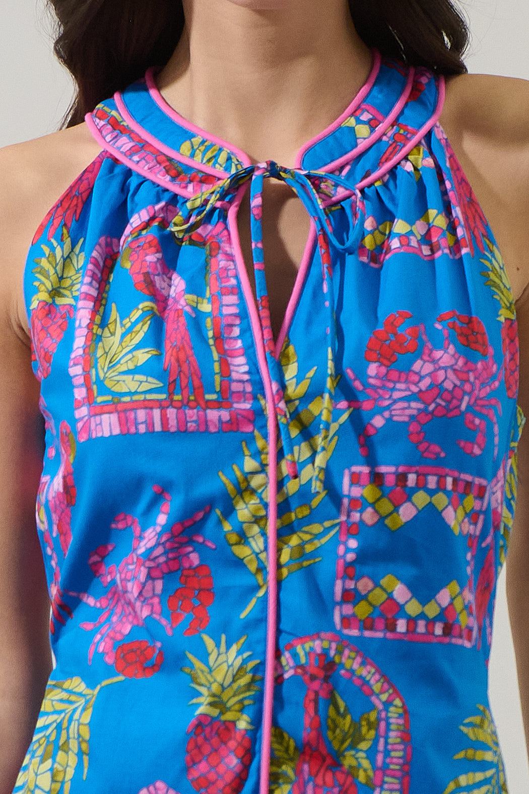 Bally Tropical Gloria Sleeveless Mini Dress- Blue Multi S / Blue Multi