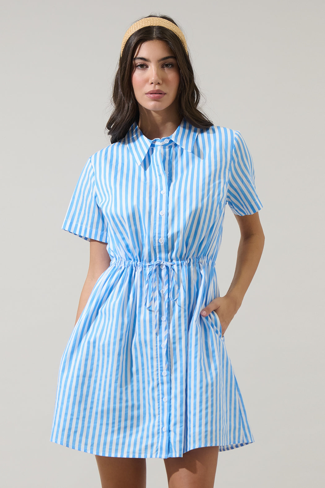SUGARLIPS Women's Saida Kenda Striped Shift Minidress - Blue - Mini dresses SUGARLIPS Women's Saida Kenda Striped Shift Minidress - Blue - Mini dresses